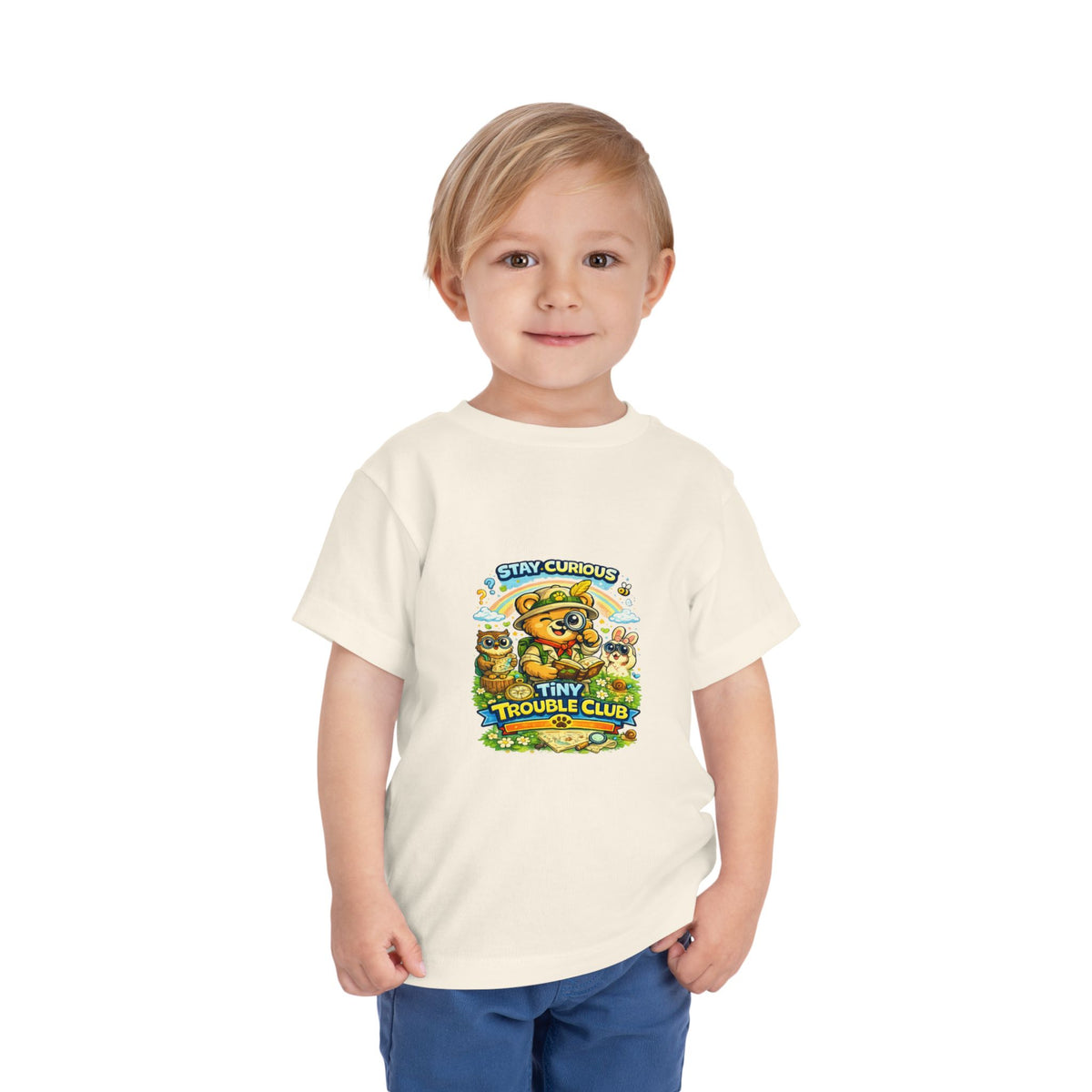 Curious Bear Kids Shirt – Tiny Trouble Club Explorer Toddler Graphic Tee