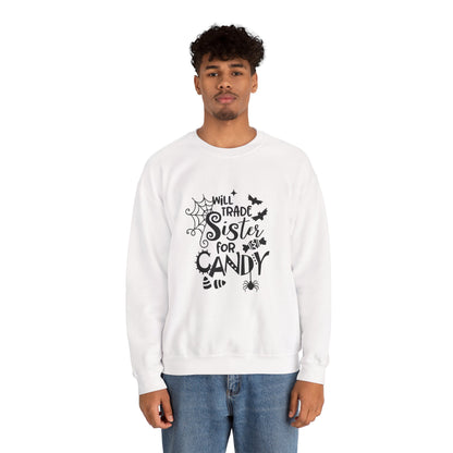 Will Trade Sister for Candy Halloween Sweatshirt – Funny Graphic Crewneck