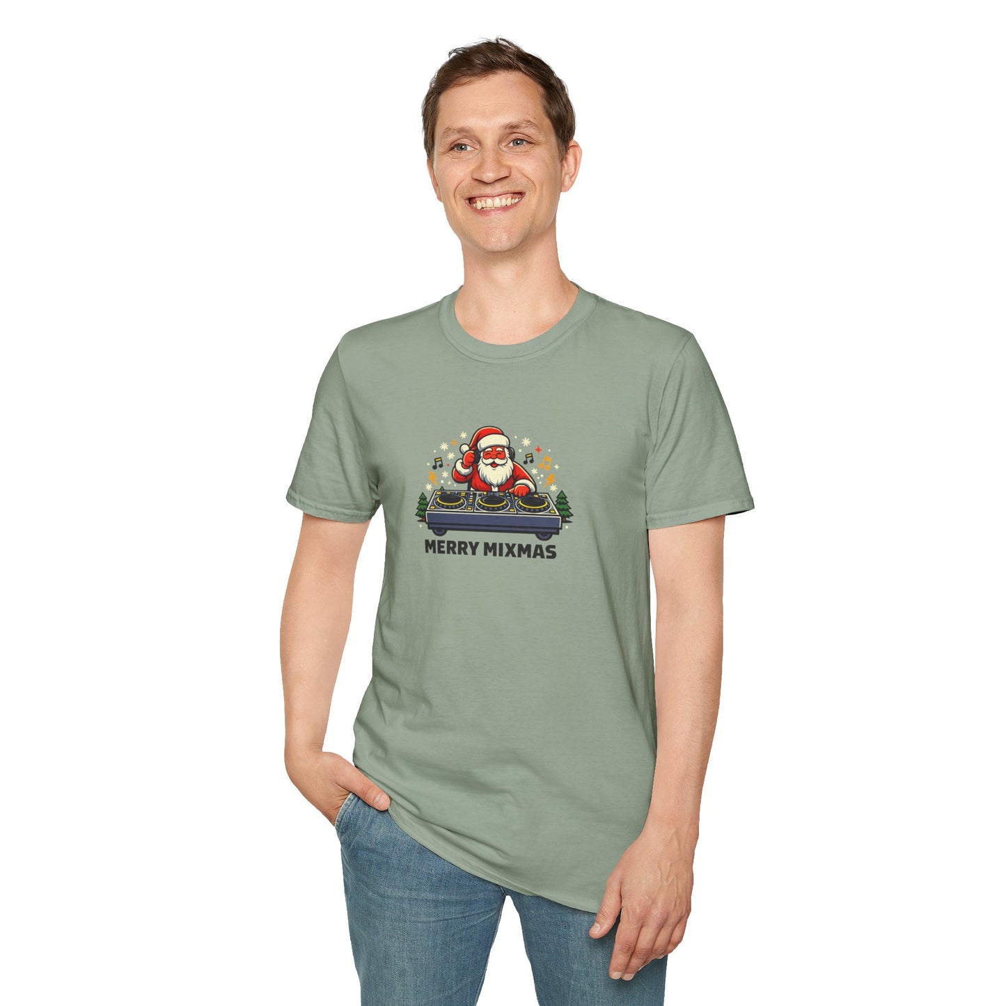 Funny Santa DJ Christmas Shirt for Music Lovers | Merry Mixmas Graphic Tee