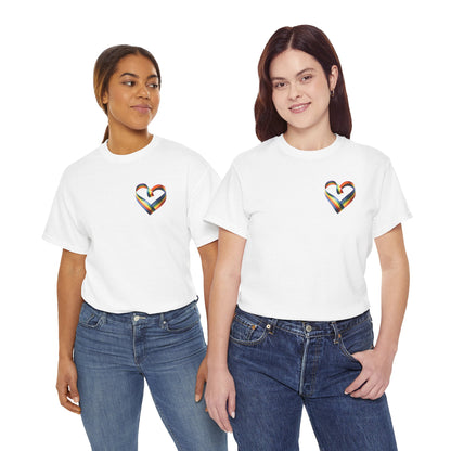 Minimalist Pride Heart T-Shirt – Subtle LGBTQ+ Rainbow Graphic Tee