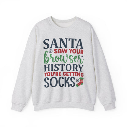Santa Saw Your Browser History Sweatshirt – Funny Christmas Crewneck Gift