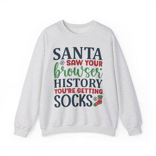 Santa Saw Your Browser History Sweatshirt – Funny Christmas Crewneck Gift