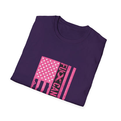 Breast Cancer Awareness Flag T-Shirt — Pink "Kick Cancer" Drip Design
