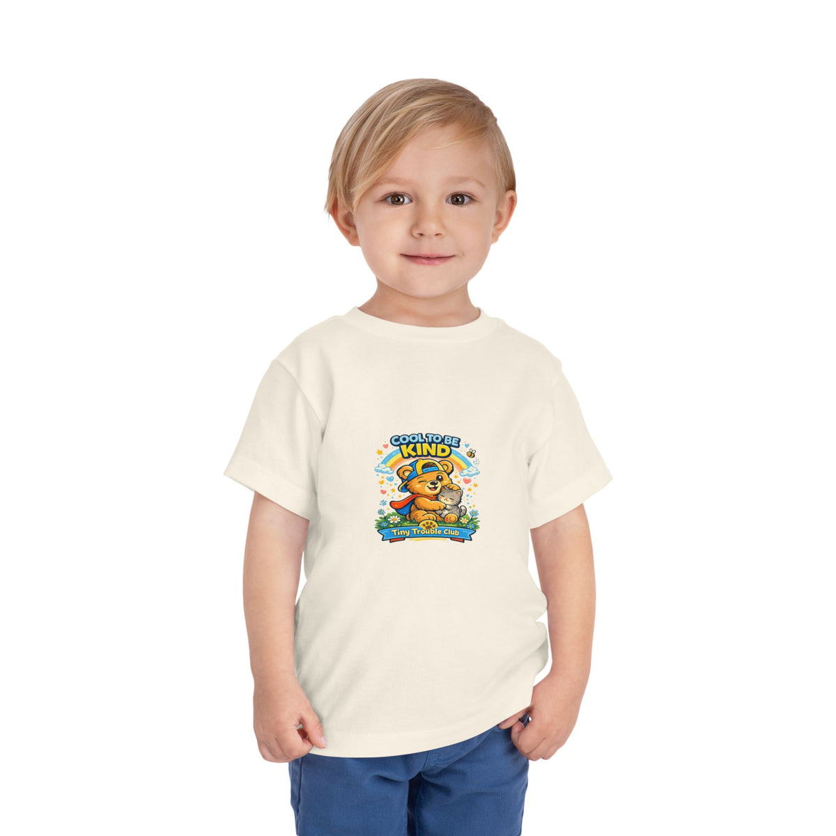 Kind Bear Kids Shirt – Tiny Trouble Club Positive Message Toddler Graphic Tee