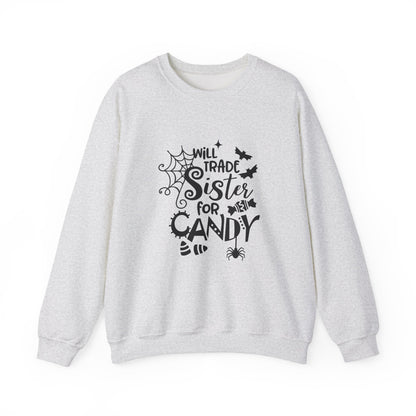 Will Trade Sister for Candy Halloween Sweatshirt – Funny Graphic Crewneck