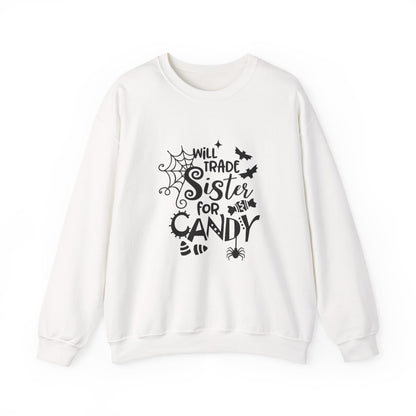 Will Trade Sister for Candy Halloween Sweatshirt – Funny Graphic Crewneck