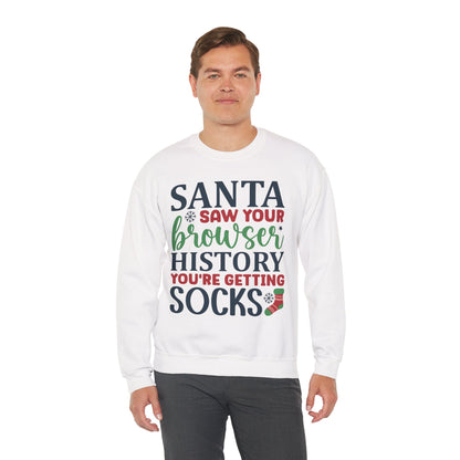 Santa Saw Your Browser History Sweatshirt – Funny Christmas Crewneck Gift