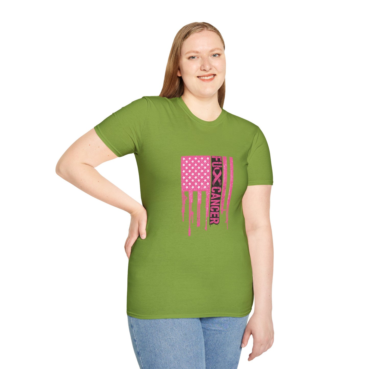 Breast Cancer Awareness Flag T-Shirt — Pink "Kick Cancer" Drip Design