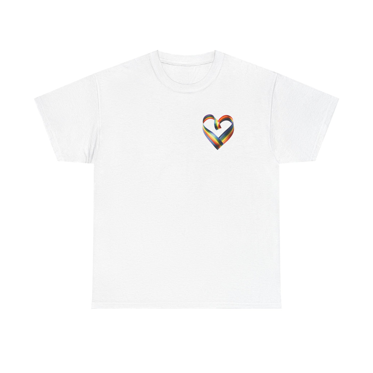 Minimalist Pride Heart T-Shirt – Subtle LGBTQ+ Rainbow Graphic Tee