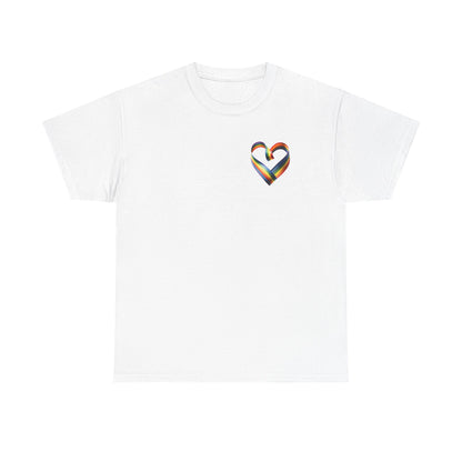Minimalist Pride Heart T-Shirt – Subtle LGBTQ+ Rainbow Graphic Tee