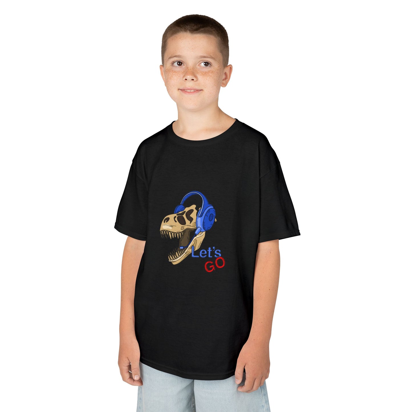Let’s Go Dinosaur Kids T-Shirt – Fun T-Rex Headphones Graph
