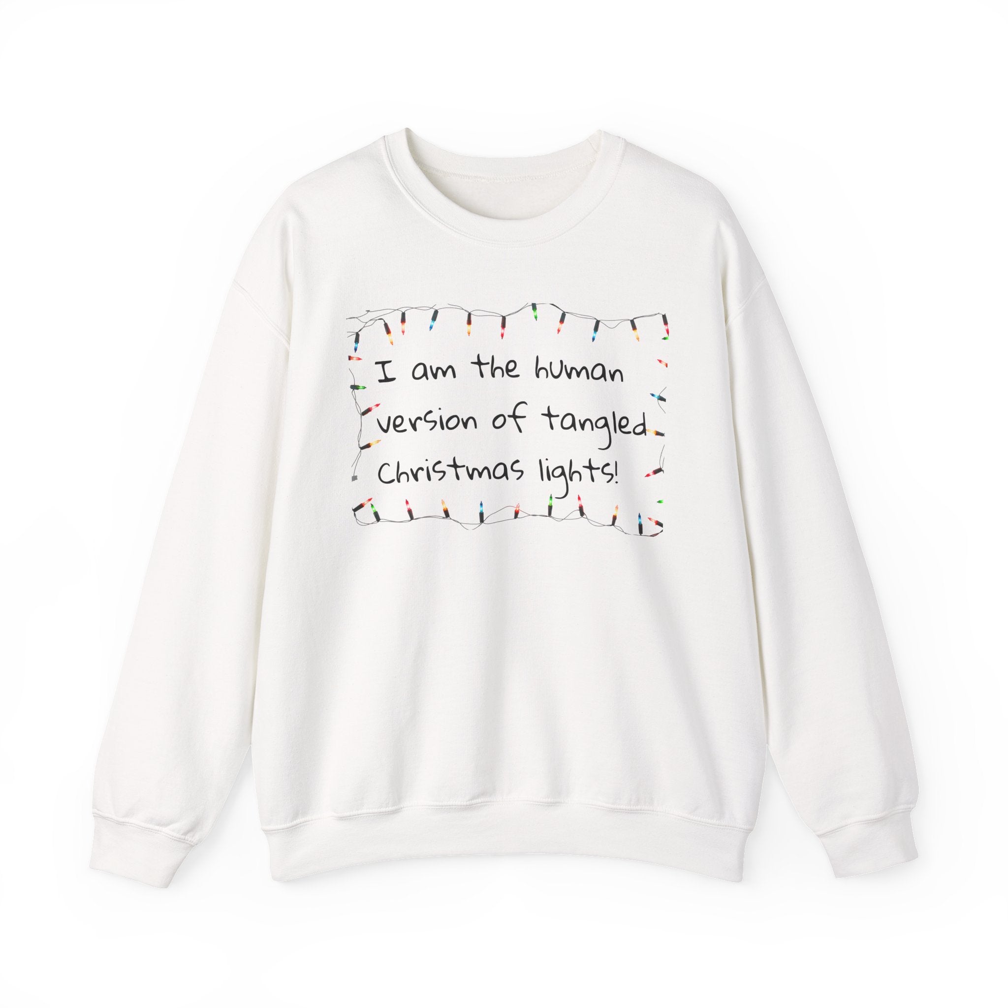 Funny Christmas Sweatshirt – “Tangled Christmas Lights” Holiday Humor