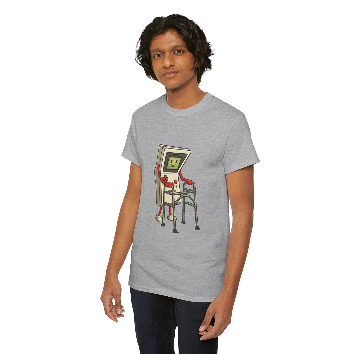 Aging Retro Gamer With Walker – Funny Old School Gamer Shirt