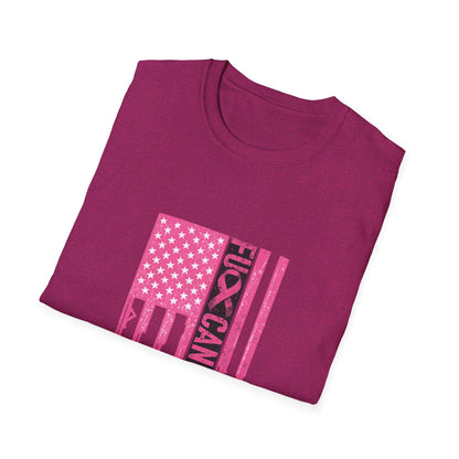 Breast Cancer Awareness Flag T-Shirt — Pink "Kick Cancer" Drip Design