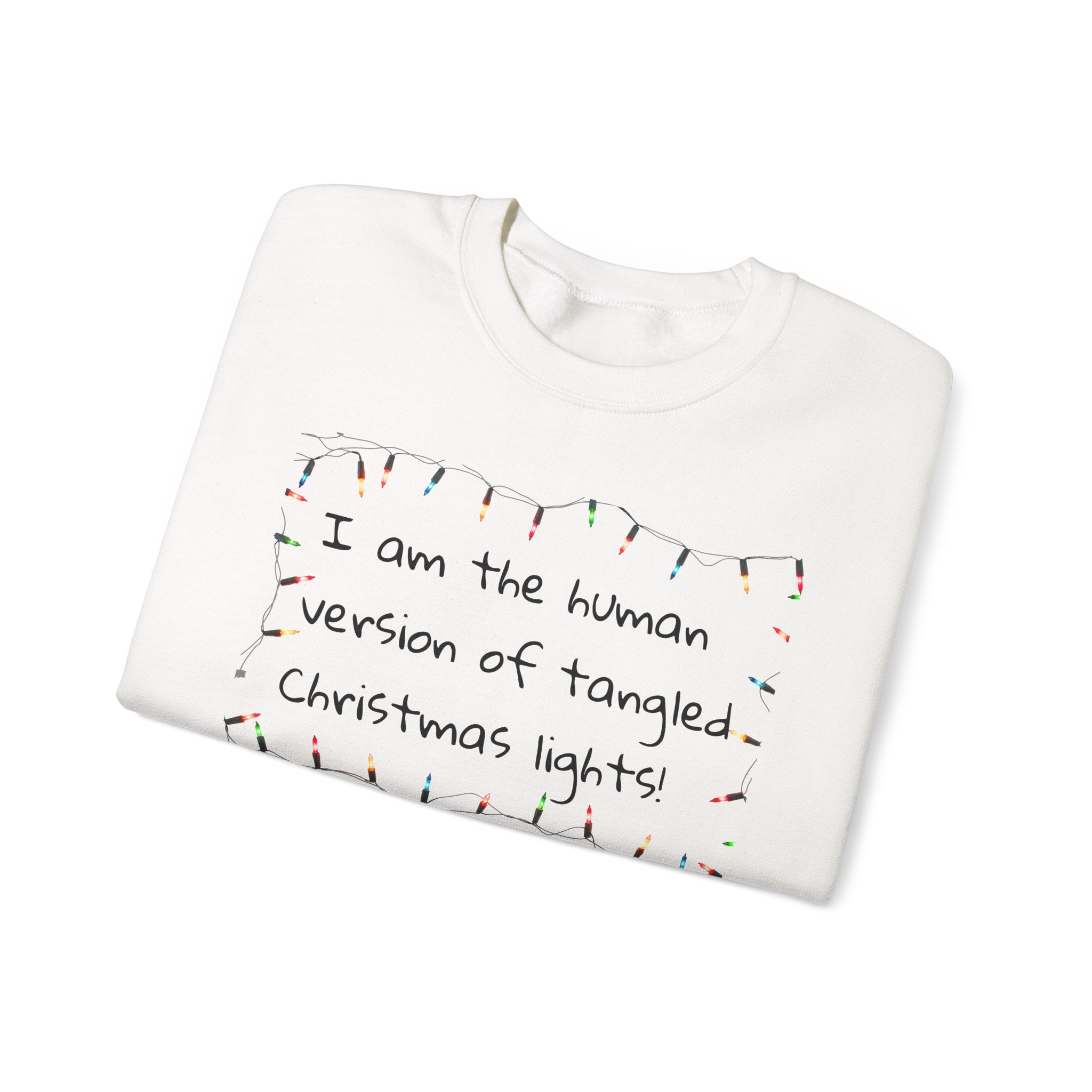 Funny Christmas Sweatshirt – “Tangled Christmas Lights” Holiday Humor