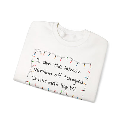 Funny Christmas Sweatshirt – “Tangled Christmas Lights” Holiday Humor