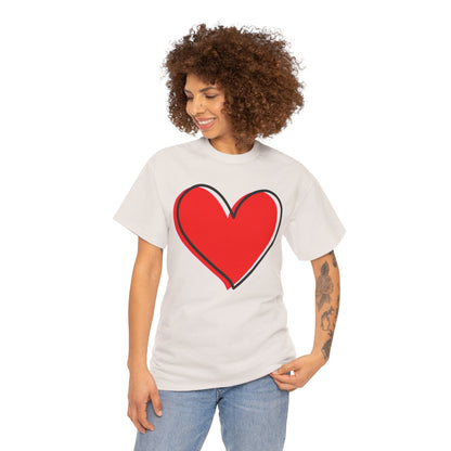 Red Heart Valentine’s Day T-Shirt – Cute Love Shirt for Couples, Romantic Gift Tee, Unisex Graphic Shirt