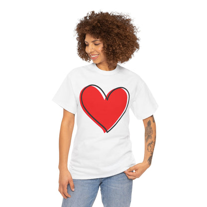 Red Heart Valentine’s Day T-Shirt – Cute Love Shirt for Couples, Romantic Gift Tee, Unisex Graphic Shirt