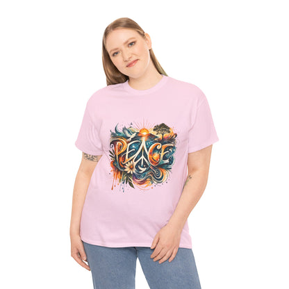 PEACE Watercolor Dove & Sunrise Shirt – Boho Groovy Typography Tee