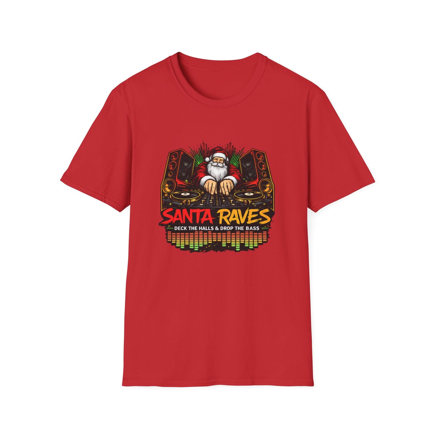 Santa Raves DJ Christmas Shirt | Funny Holiday DJ Graphic Tee