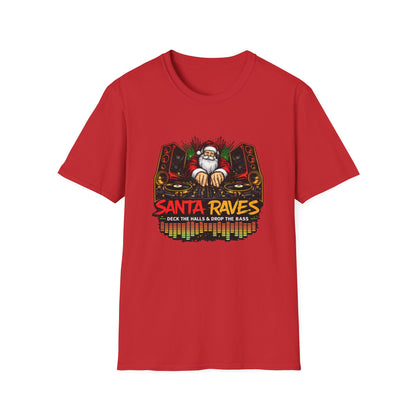 Santa Raves DJ Christmas Shirt | Funny Holiday DJ Graphic Tee