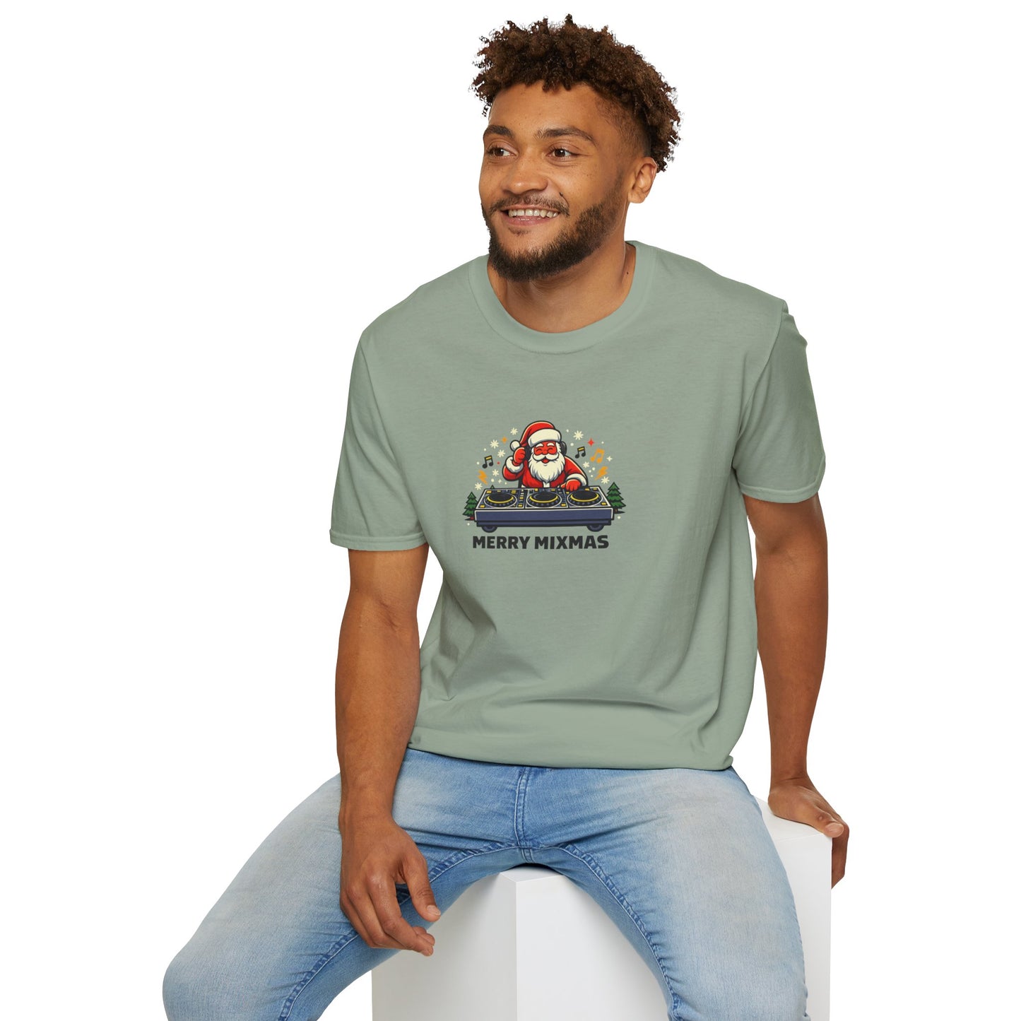Funny Santa DJ Christmas Shirt for Music Lovers | Merry Mixmas Graphic Tee