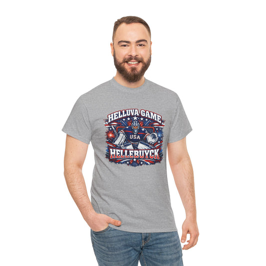 Helluva Game Hellebuyck USA Hockey Shirt – Red White Blue Goalie Tee