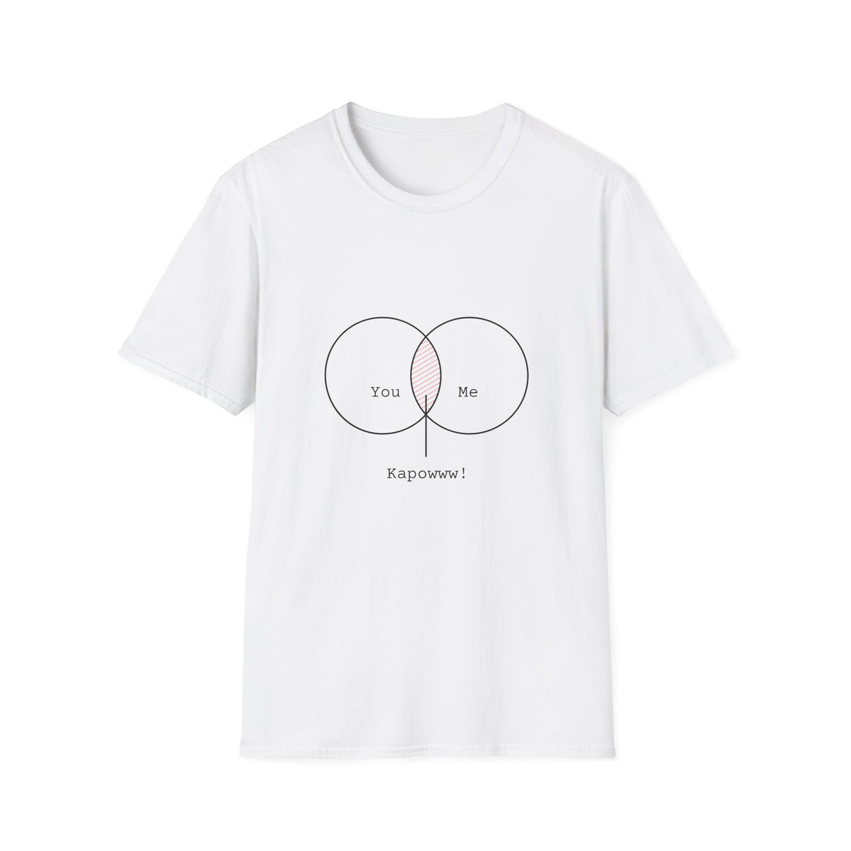 You + Me = Kapowww! T-Shirt – Funny Geek Love Venn Diagram Tee