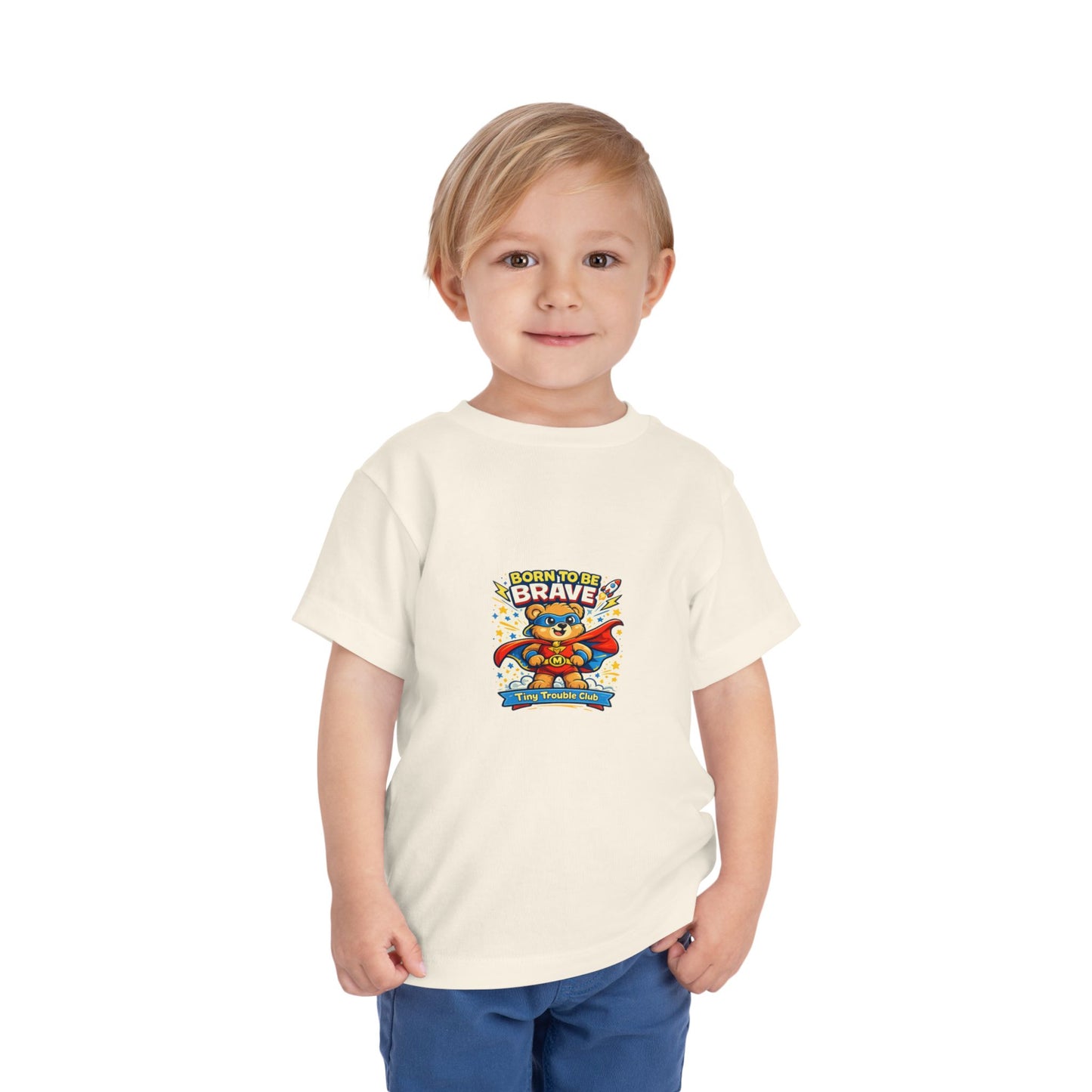 Brave Bear Kids Shirt – Tiny Trouble Club Superhero Toddler Graphic Tee