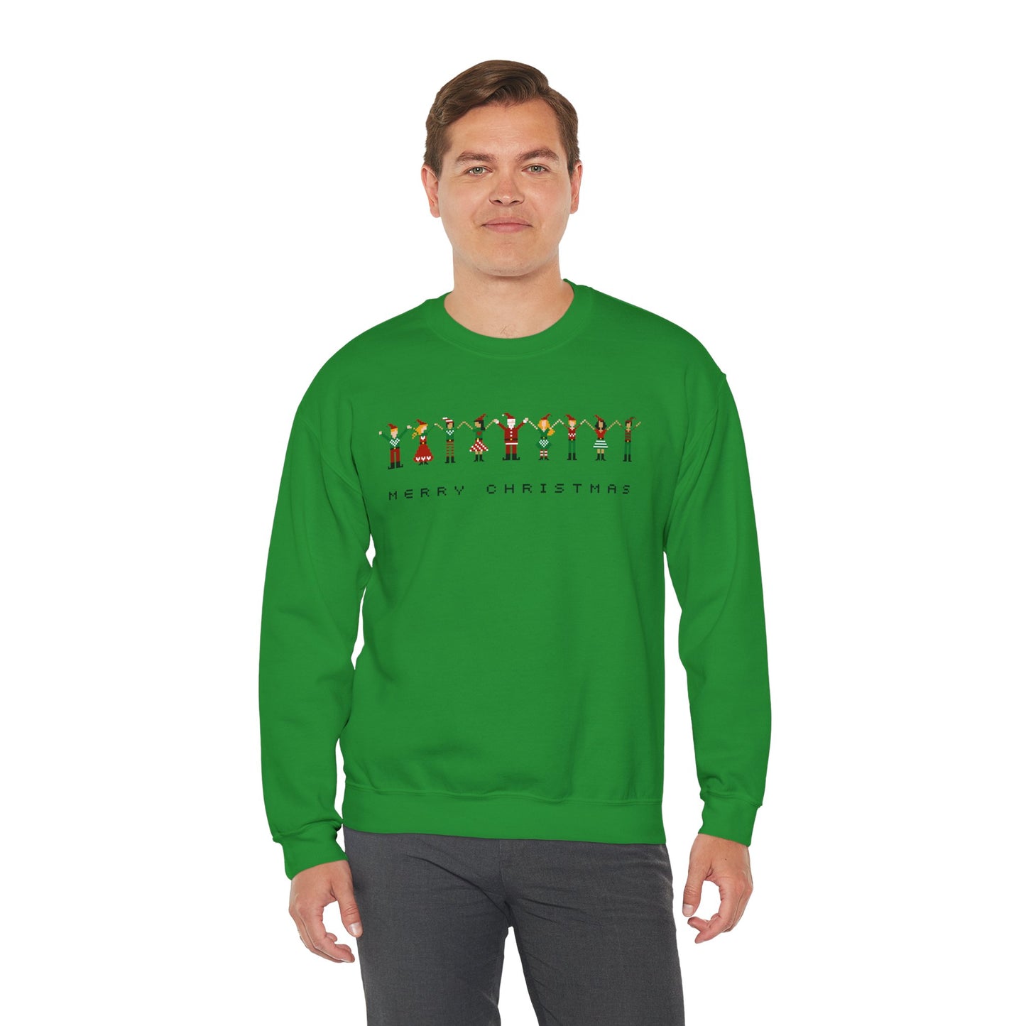 Holiday Cheer Sweatshirt – Pixel Art Merry Christmas Crewneck