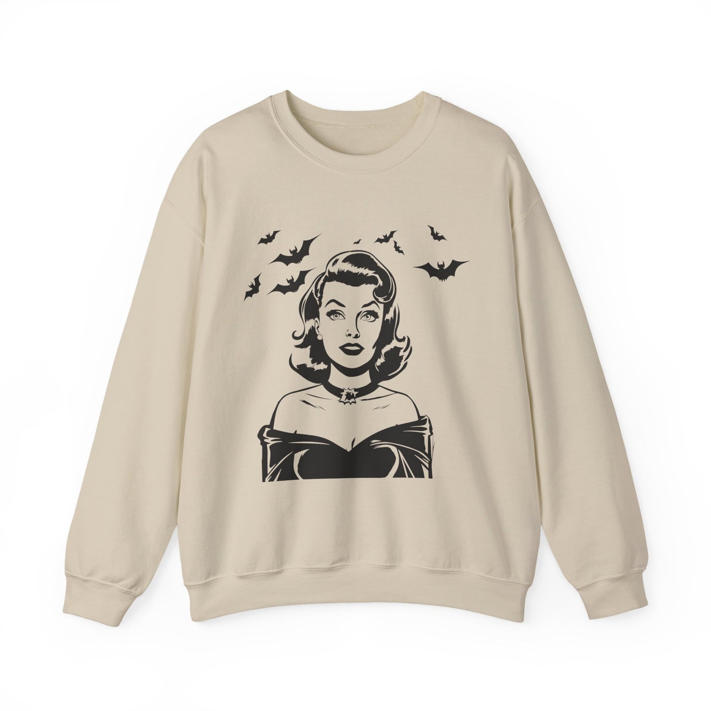 Vintage Halloween Woman Sweatshirt | Retro Bat Graphic Spooky Season Crewneck