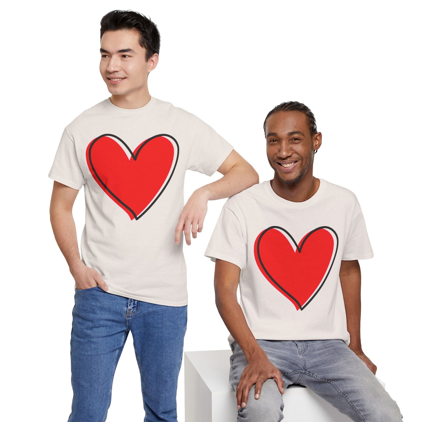 Red Heart Valentine’s Day T-Shirt – Cute Love Shirt for Couples, Romantic Gift Tee, Unisex Graphic Shirt