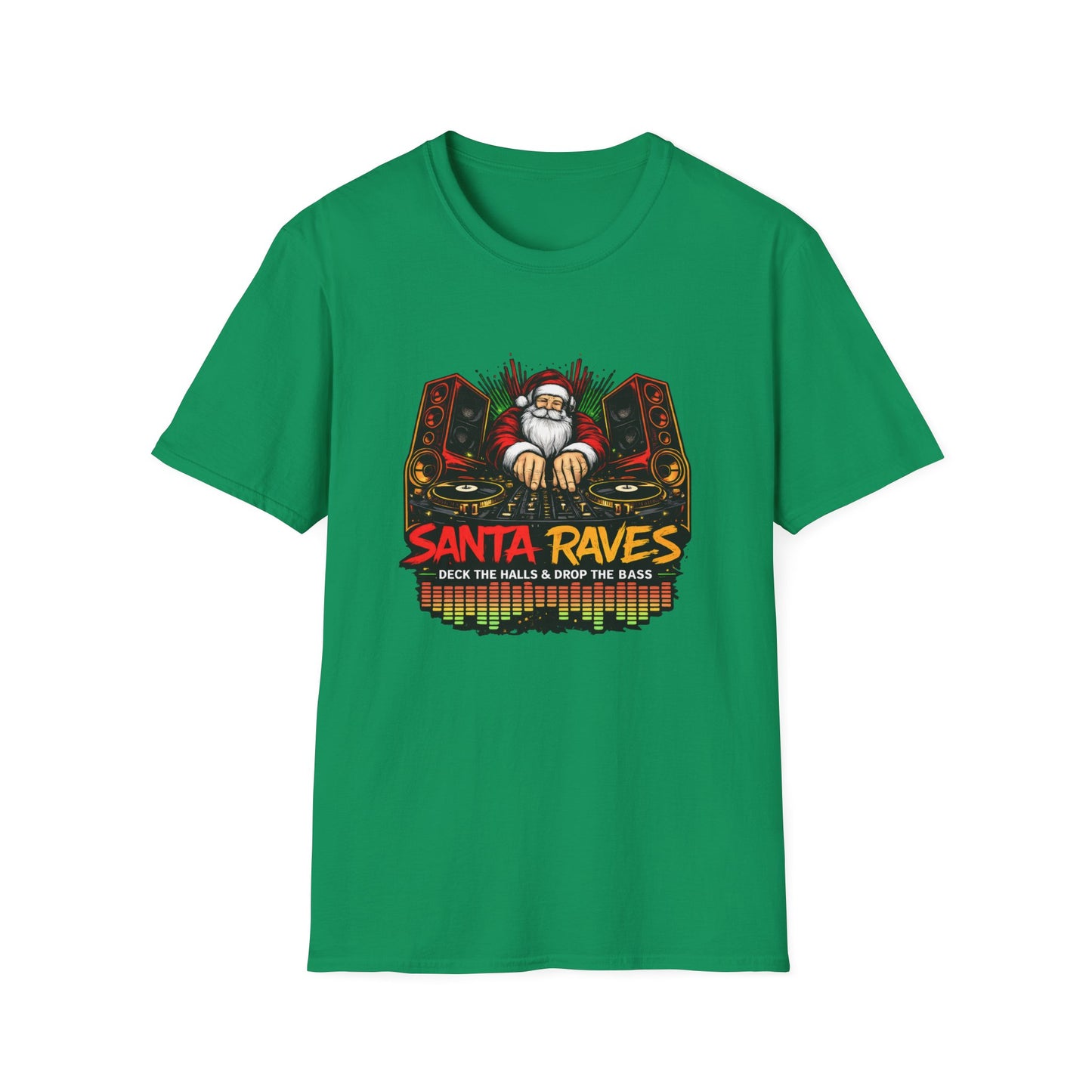 Santa Raves DJ Christmas Shirt | Funny Holiday DJ Graphic Tee