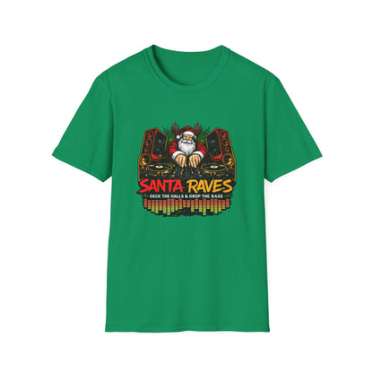 Santa Raves DJ Christmas Shirt | Funny Holiday DJ Graphic Tee
