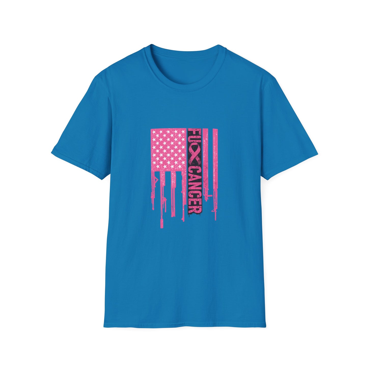 Breast Cancer Awareness Flag T-Shirt — Pink "Kick Cancer" Drip Design