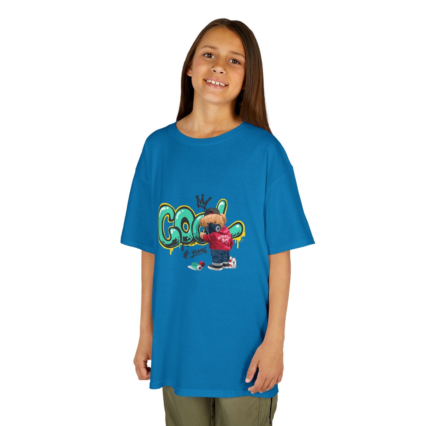 COOL Teddy Bear Graphic Kids' T-Shirt – "Authentic Boy" for Little Trendsetters!