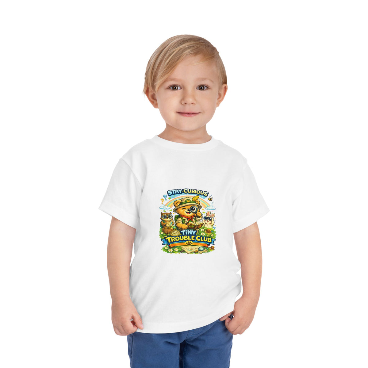 Curious Bear Kids Shirt – Tiny Trouble Club Explorer Toddler Graphic Tee