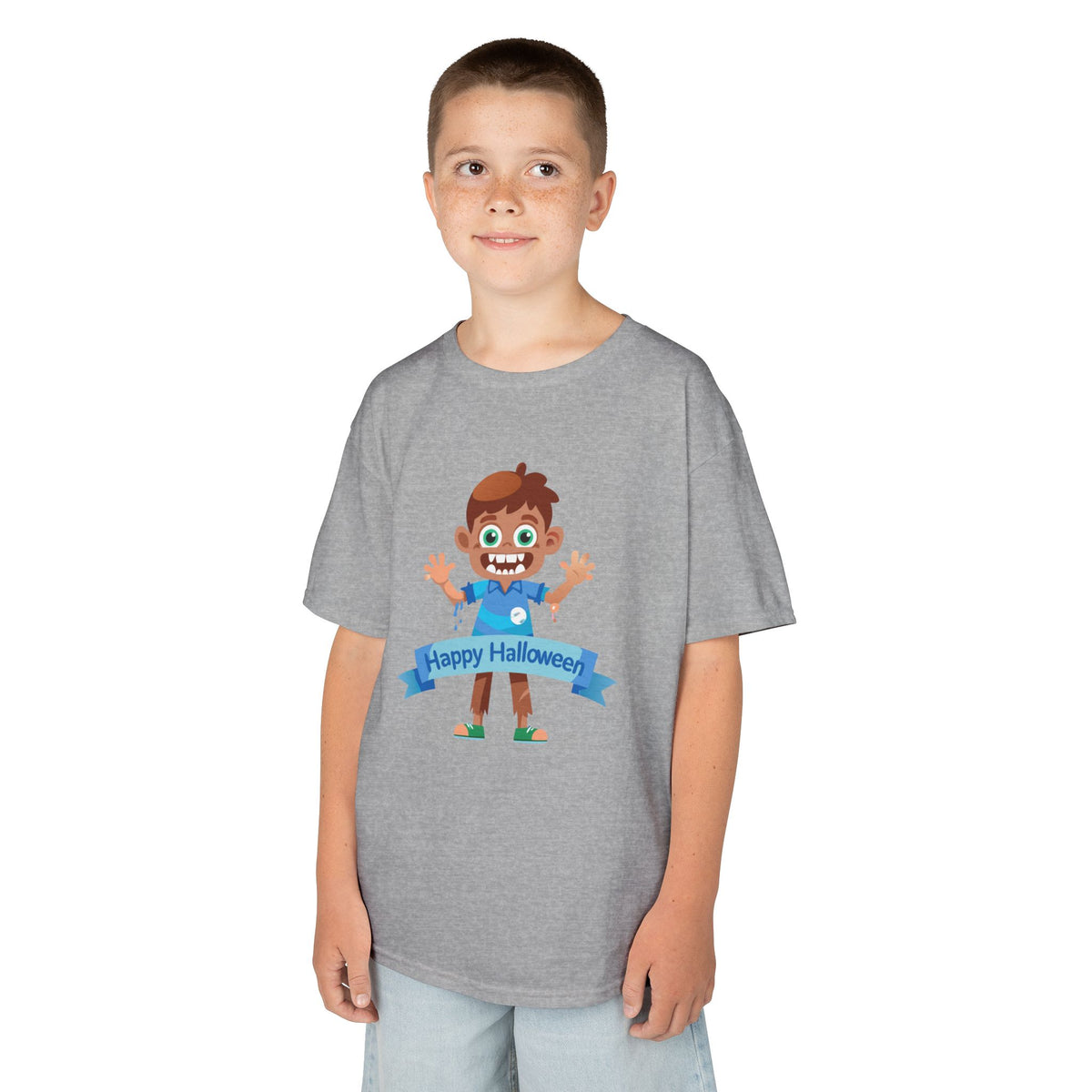 Happy Halloween: Fun Cartoon Boy Scary Face Graphic Kids' T-Shirt