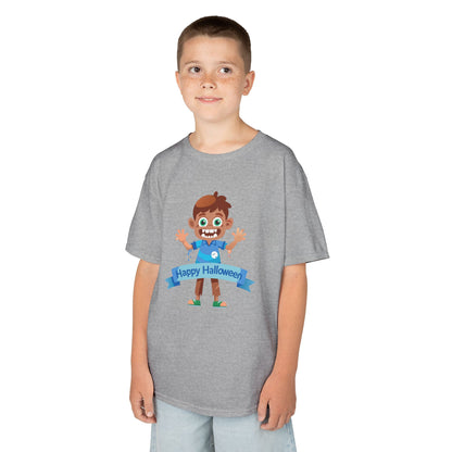 Happy Halloween: Fun Cartoon Boy Scary Face Graphic Kids' T-Shirt