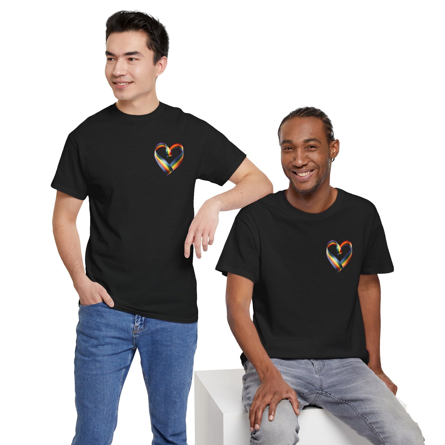 Minimalist Pride Heart T-Shirt – Subtle LGBTQ+ Rainbow Graphic Tee