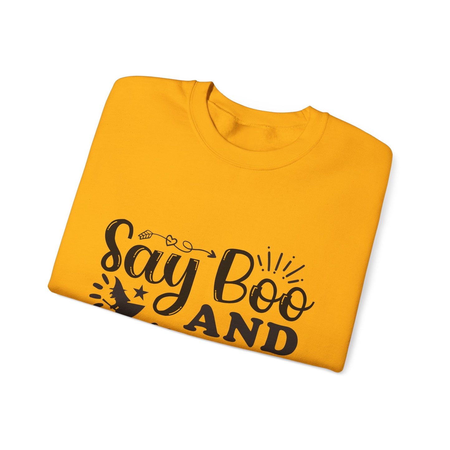 Say Boo and Carry On Funny Halloween Sweatshirt | Spooky Season Crewneck