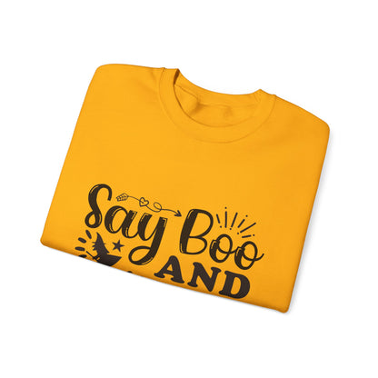 Say Boo and Carry On Funny Halloween Sweatshirt | Spooky Season Crewneck