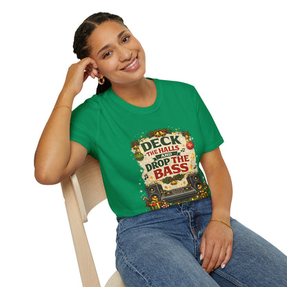 Deck the Halls and Drop the Bass Shirt | Funny DJ Christmas Tee