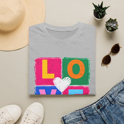 Colorful LOVE Pop Art Heart Graphic T-Shirt