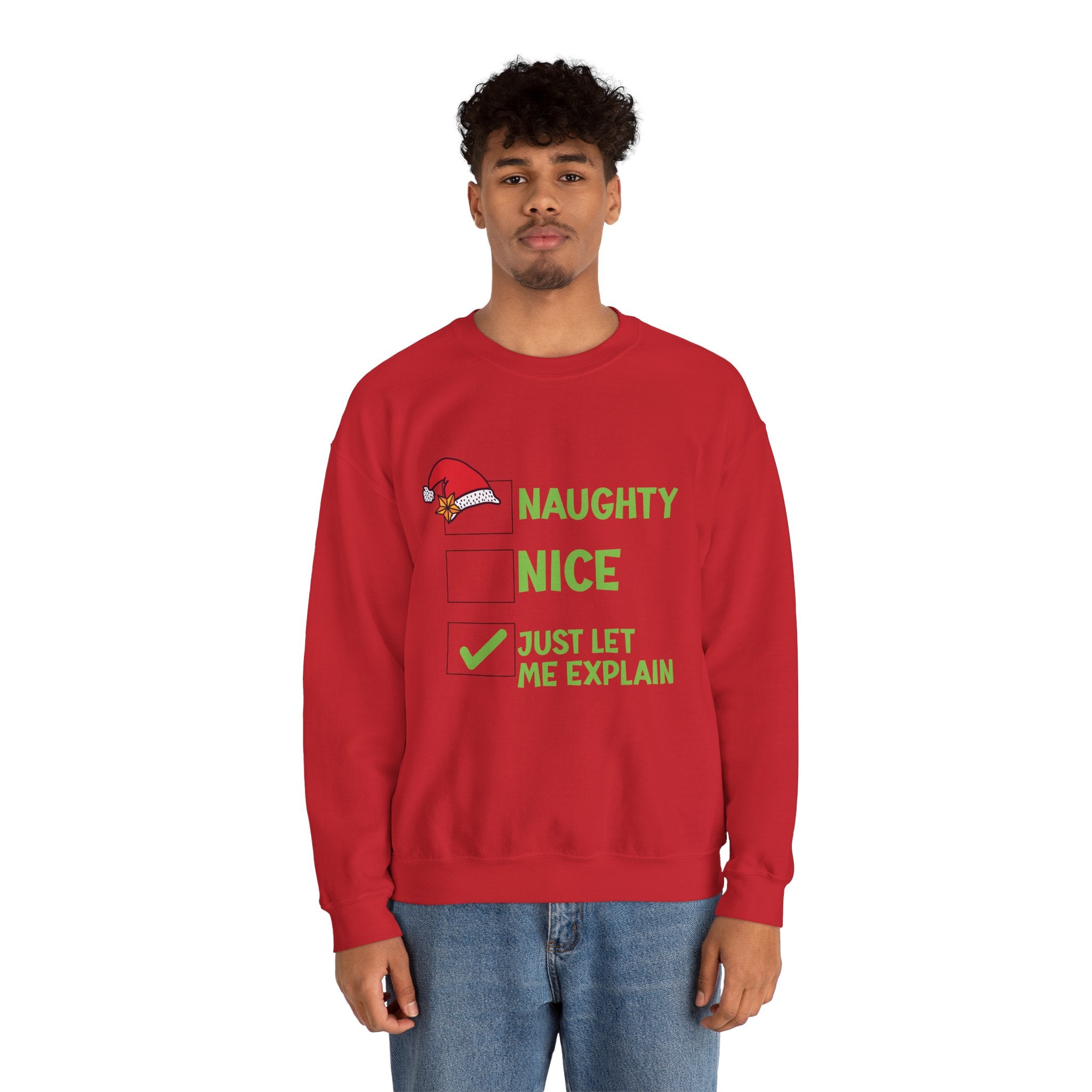 Funny Christmas Sweatshirt – Naughty, Nice, Just Let Me Explain Crewneck