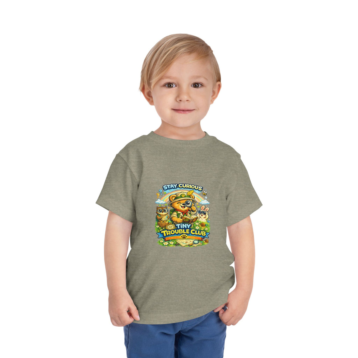 Curious Bear Kids Shirt – Tiny Trouble Club Explorer Toddler Graphic Tee