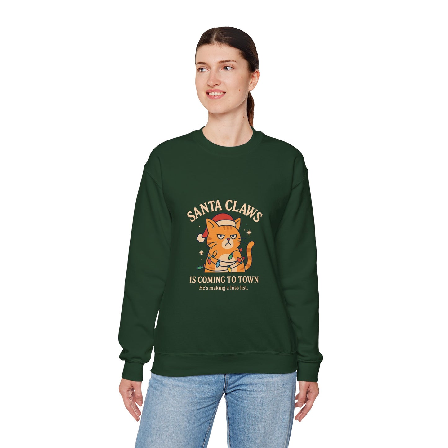 Sweatshirt — "Santa Claws is Coming to Town" Cute Cat Christmas Crewneck