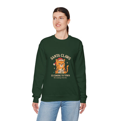 Sweatshirt — "Santa Claws is Coming to Town" Cute Cat Christmas Crewneck