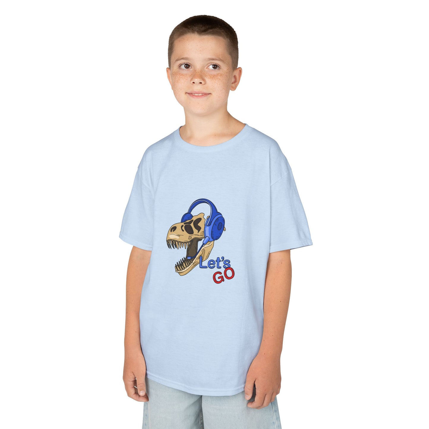 Let’s Go Dinosaur Kids T-Shirt – Fun T-Rex Headphones Graph