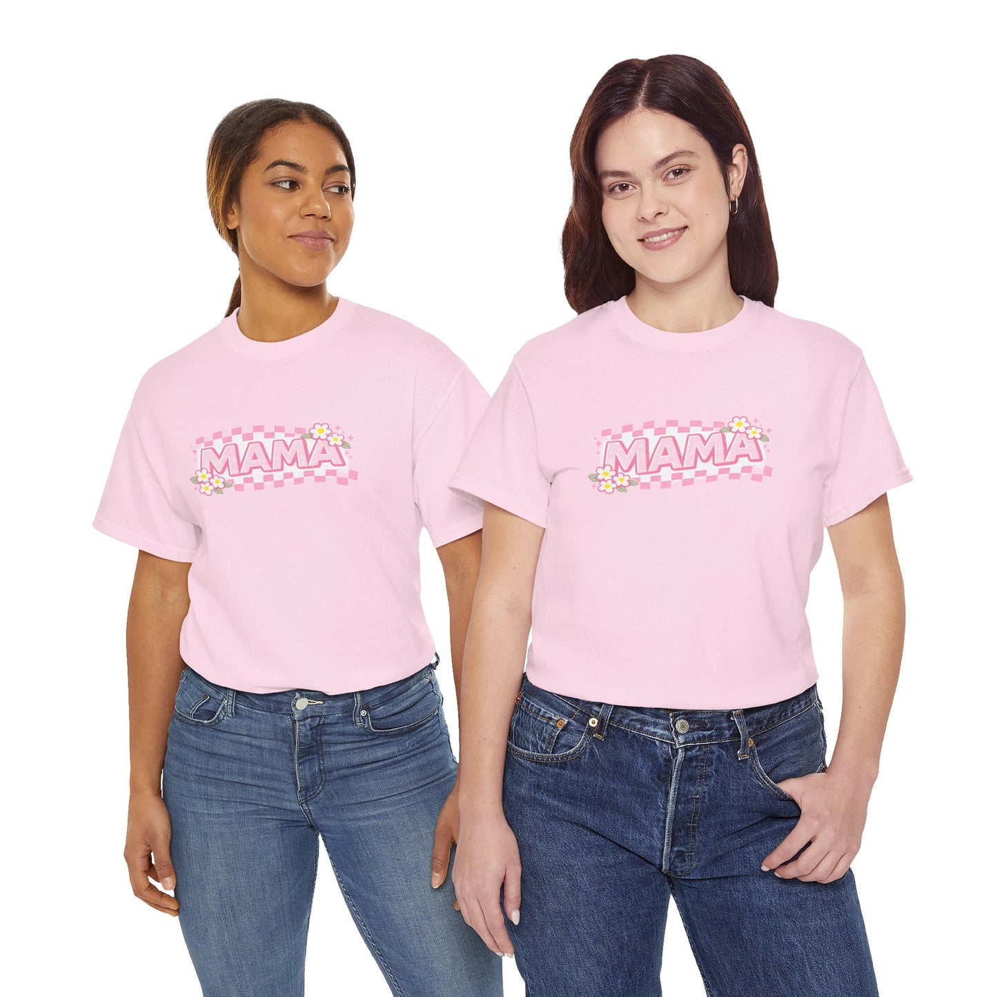 Mama Checkerboard Shirt – Trendy Floral Mom Tee
